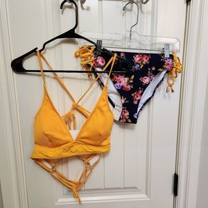 Cupshe boho yellow and floral bikini
